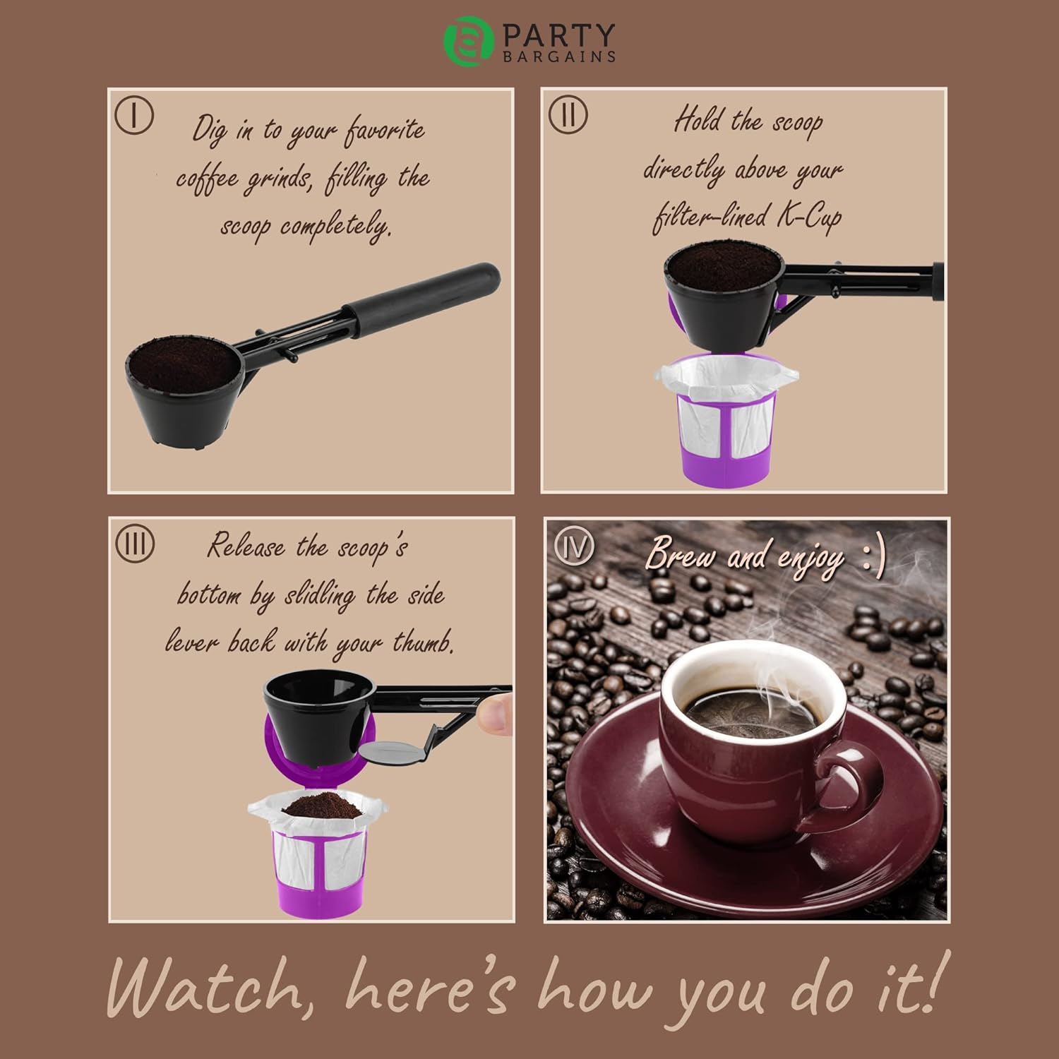 Party Bargains Coffee Scoop for Keurig Reusable K Cups - Black I42203