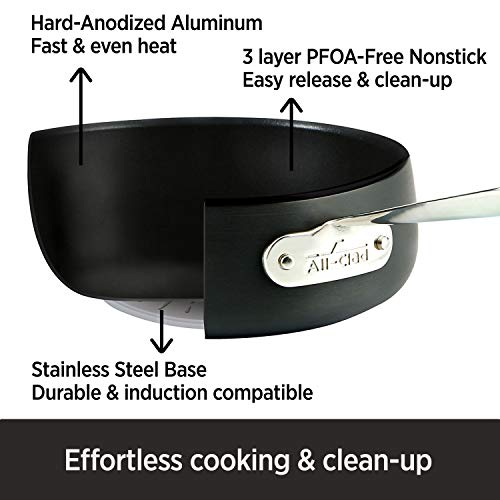 All-Clad HA1 Hard Anodized Nonstick Sauce Pan 3.5 Quart, Oven Safe U61787