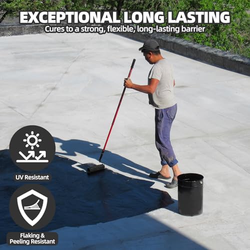 Waterproof Agent 32oz Black Liquid Rubber Sealant for Roofs, Walls, Bathroom J460833