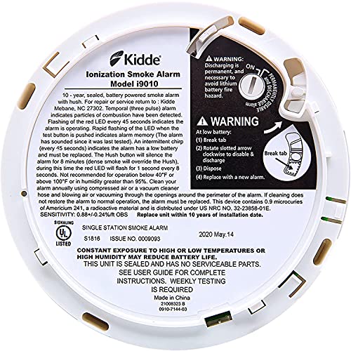 Kidde Smoke Detector, 10-Year Battery, LED Indicators T701