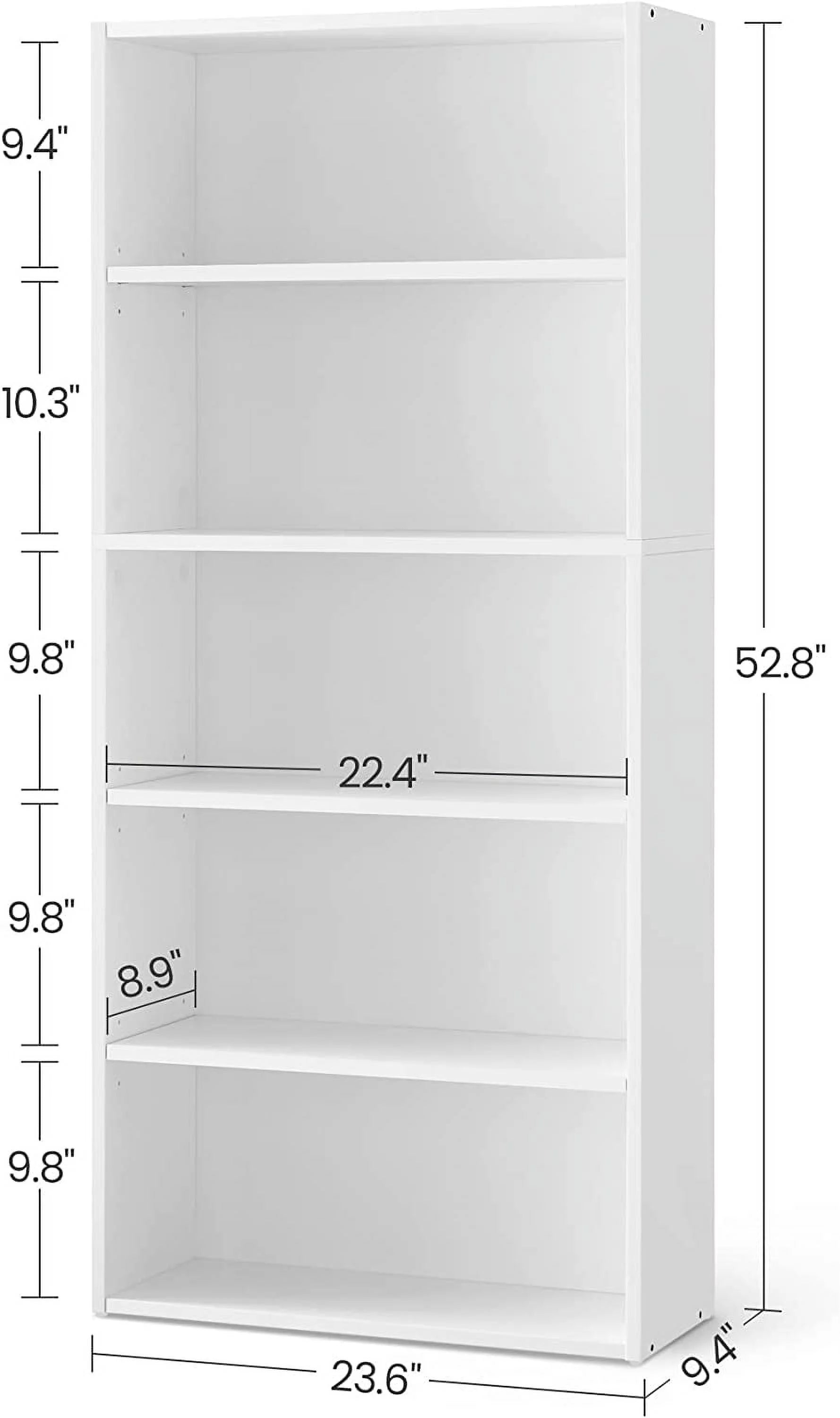 VASAGLE Bookshelf 5-Tier Open Bookcase with Adjustable Shelves, White H46414