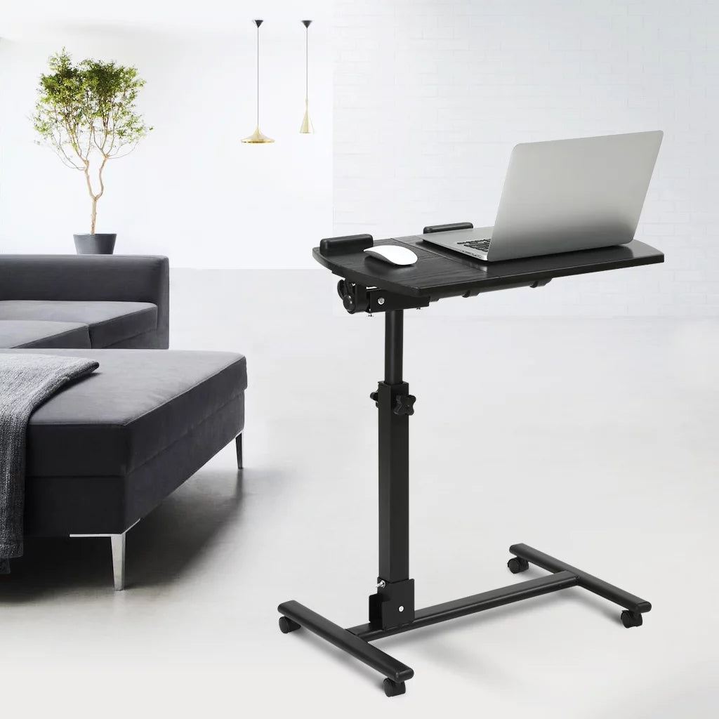 LANGRIA Height Adjustable Mobile Laptop Desk, Black Walnut M31858