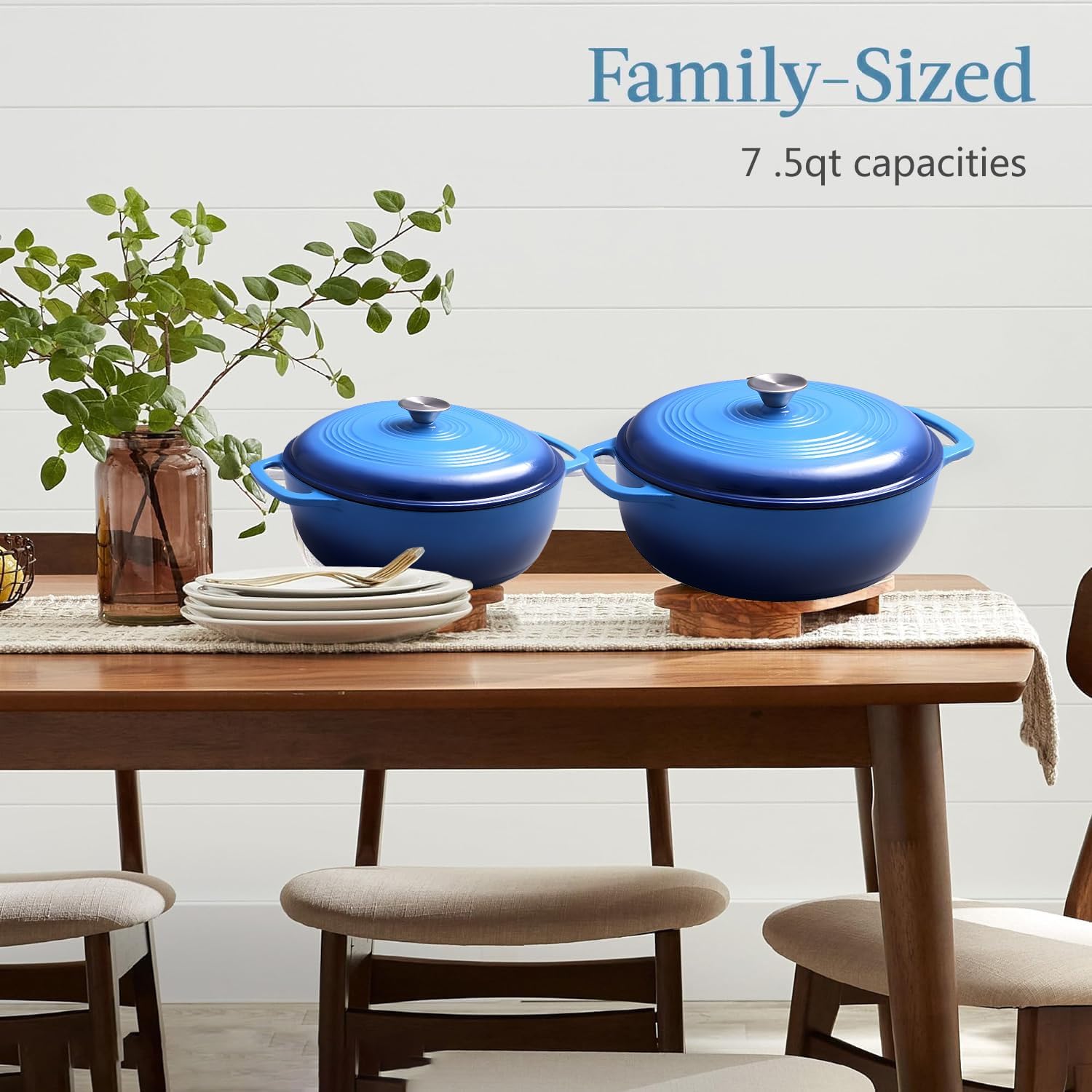 7.5 Quart Enamel Cast-Iron Round Dutch Oven with Lid M366275