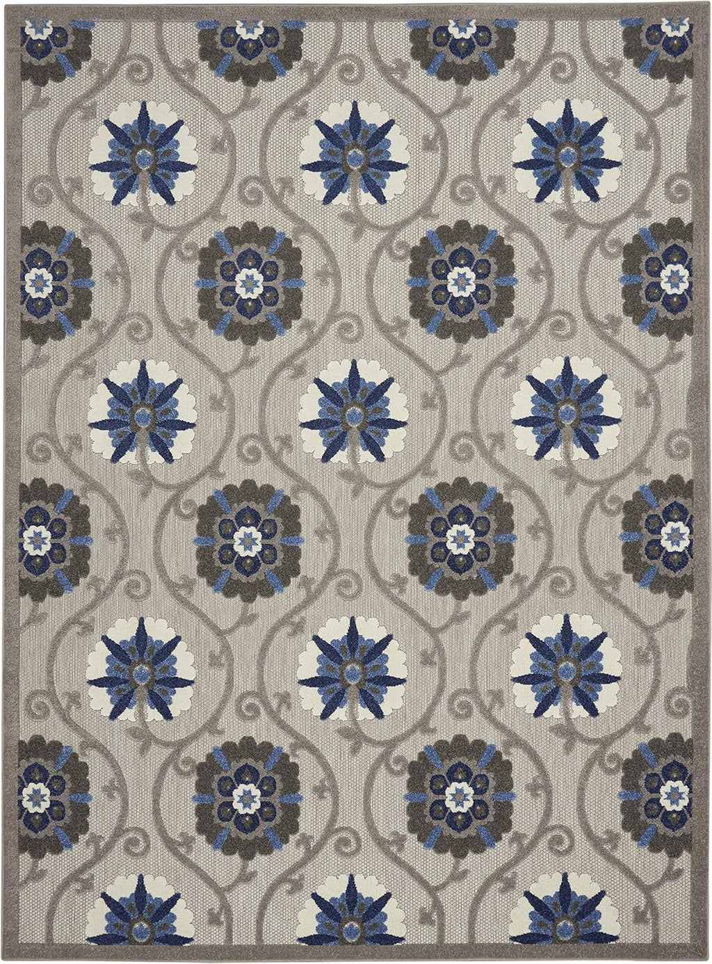 Nourison Aloha Indoor/Outdoor Grey/Blue 7' x 10' Area Rug Q436571