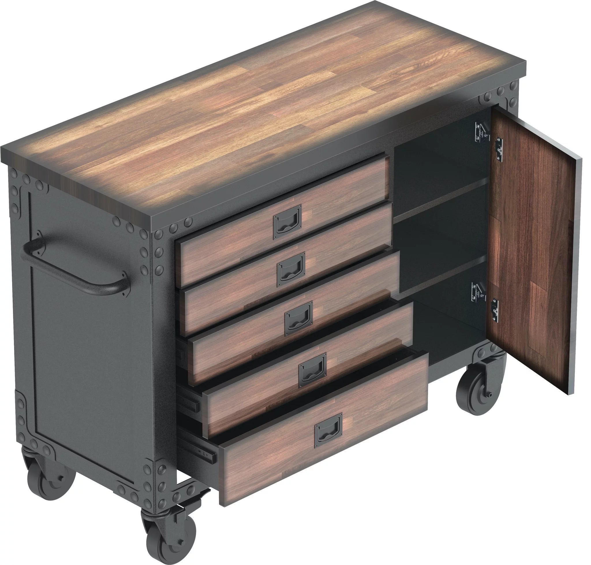 DuraMax 48 in. 5-Drawer Rolling Tool Chest with Wood Top C628334