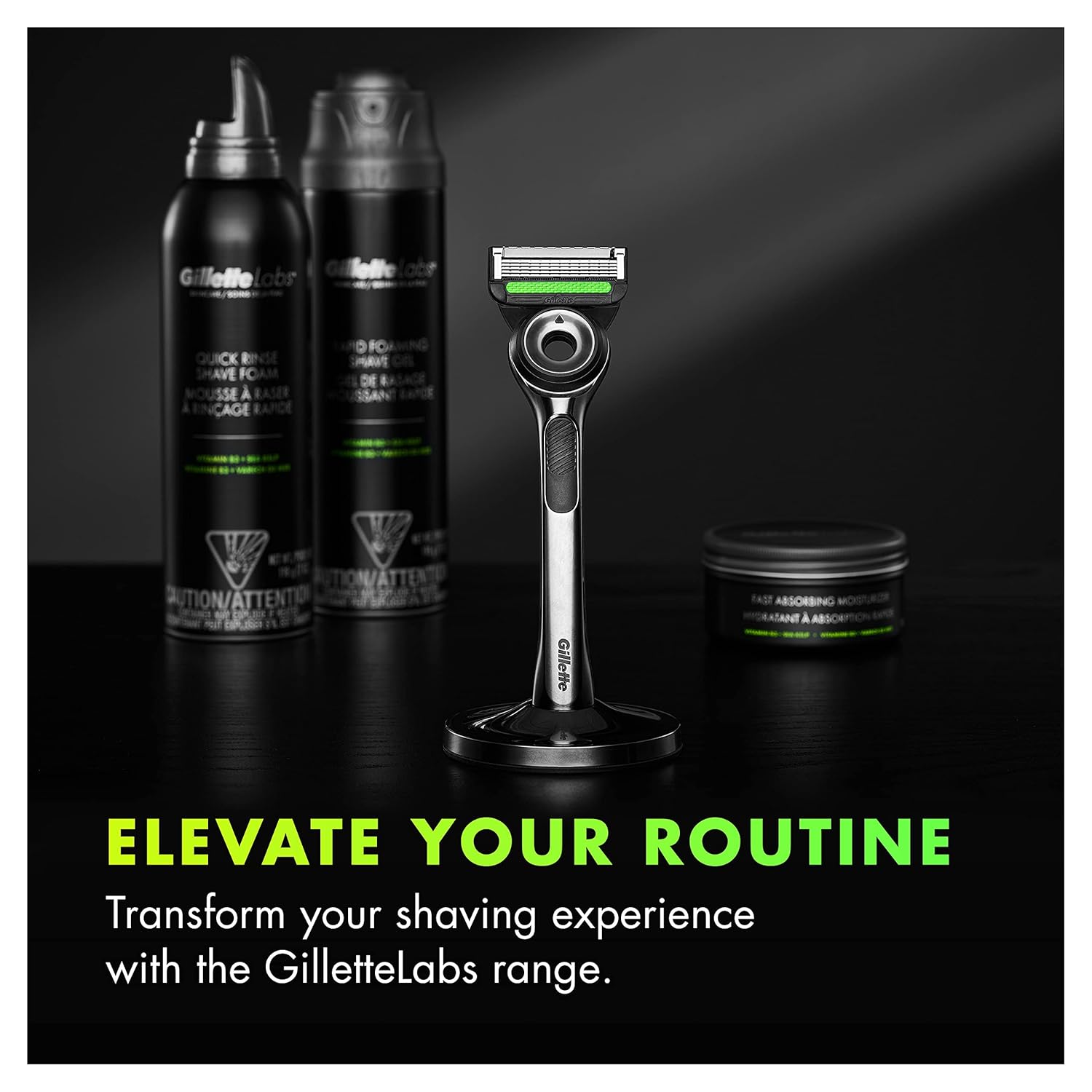 GilletteLabs Razor for Men with Exfoliating Bar, Magnetic Stand O9369