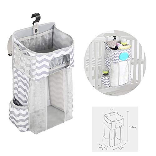 Hanging Diaper Caddy Organizer for Nursery, Gray & White D114