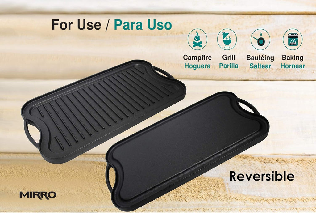 Mirro MIR-19055 Pre-Seasoned Cast Iron Reversible Grill/Griddle with Handles, 20 Inch G184927