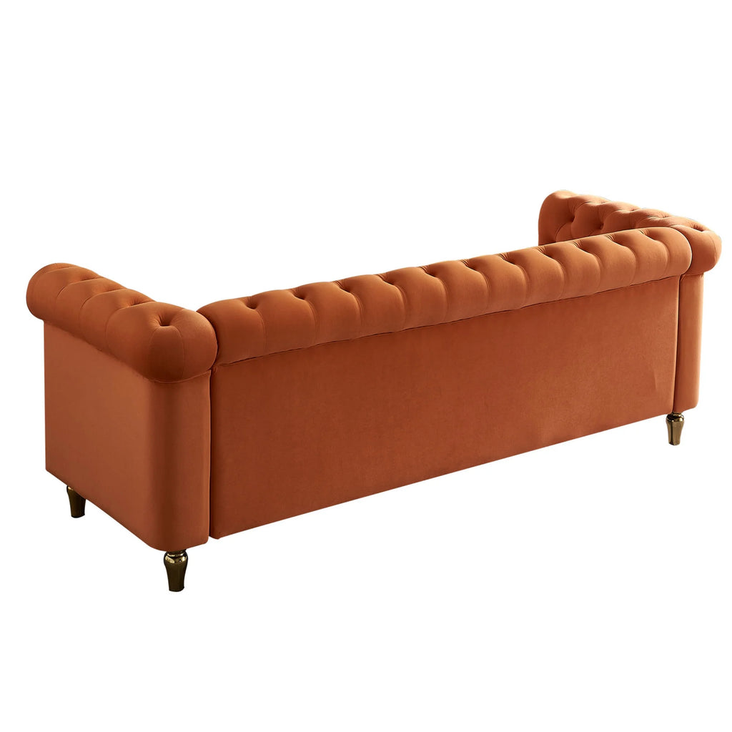 Chesterfield Velvet Sofa 84.65 inch Orange Q225847