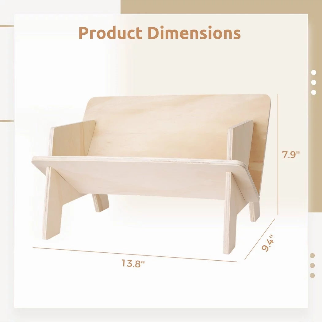 Wooden Desktop Bookshelf Tilted Bookcase Display Organizer Z875346