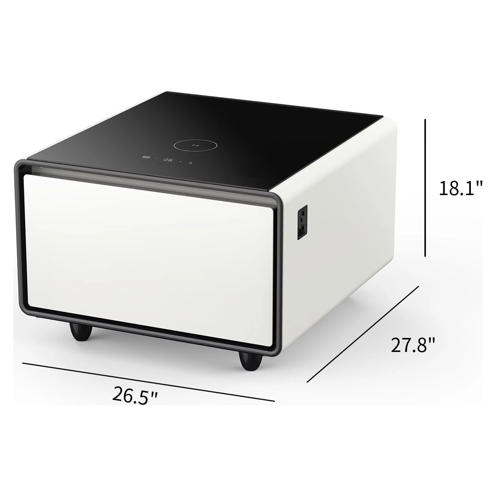 Livtab Smart Side Table with Built-in Fridge and Charging Station, White H571