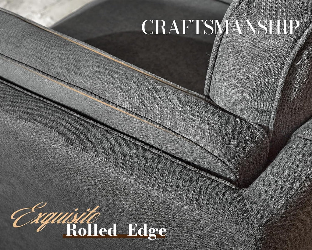 Papajet Sofa 87 inch Modern Couch with Embedded Arm Pillow, Dark Grey P75207