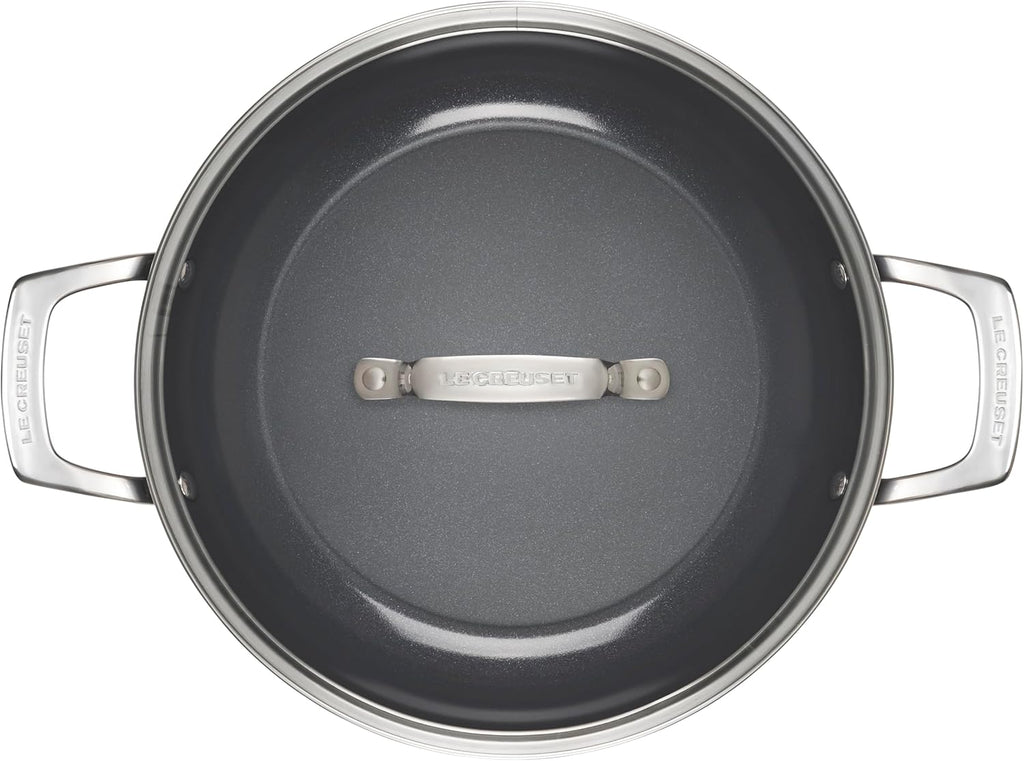 Le Creuset Essential Non-stick Ceramic Shallow Braiser with Glass Lid, 3.5 qt. W313