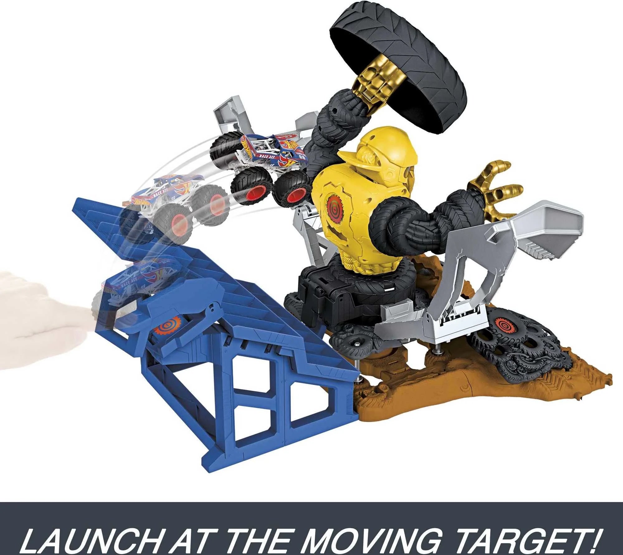 Hot Wheels Monster Trucks Arena Smashers Mega-Wrex vs. Crushzilla Takedown Playset N990