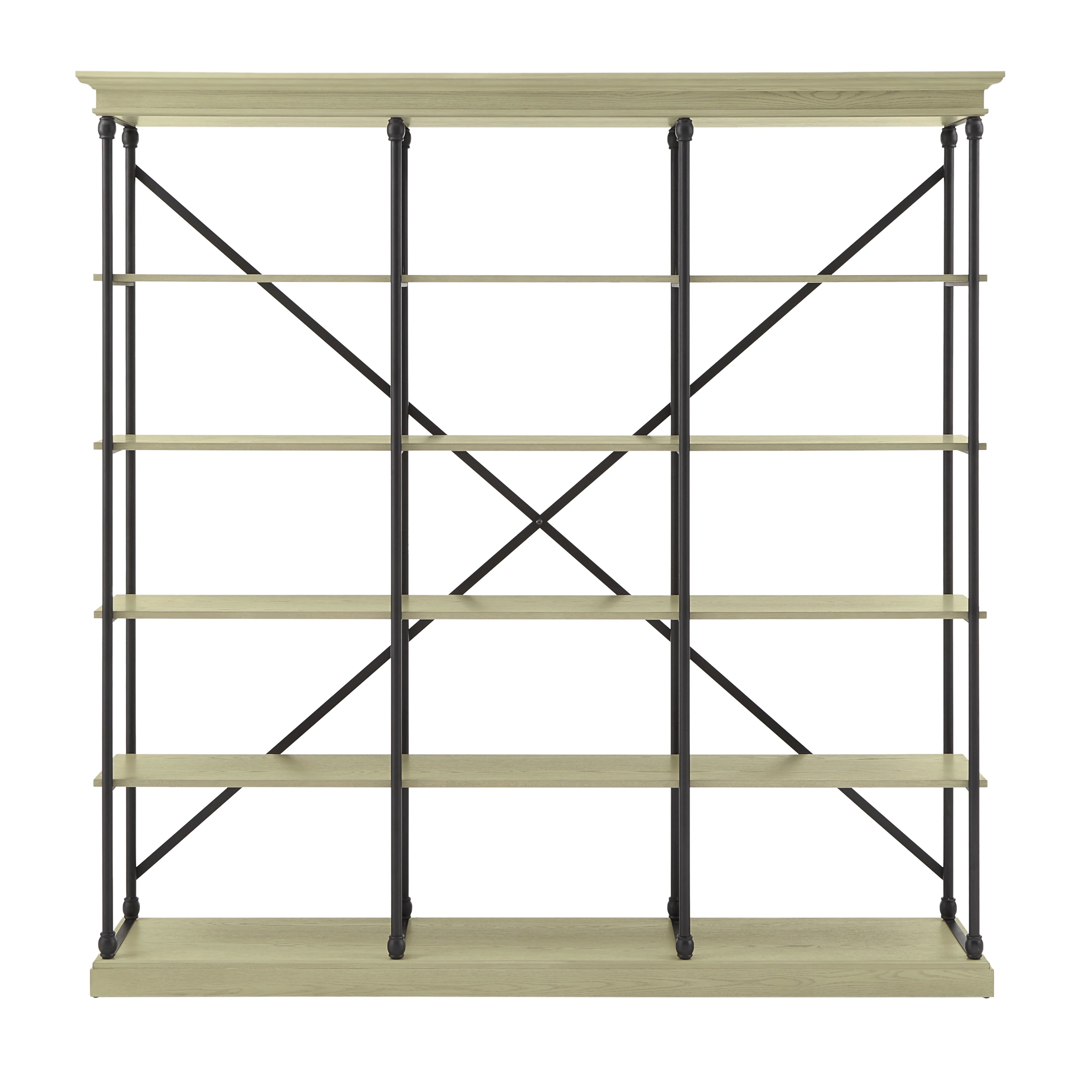 Weston Home Cabana 5 Shelf Triple Bookcase, Ivory/Black C884256