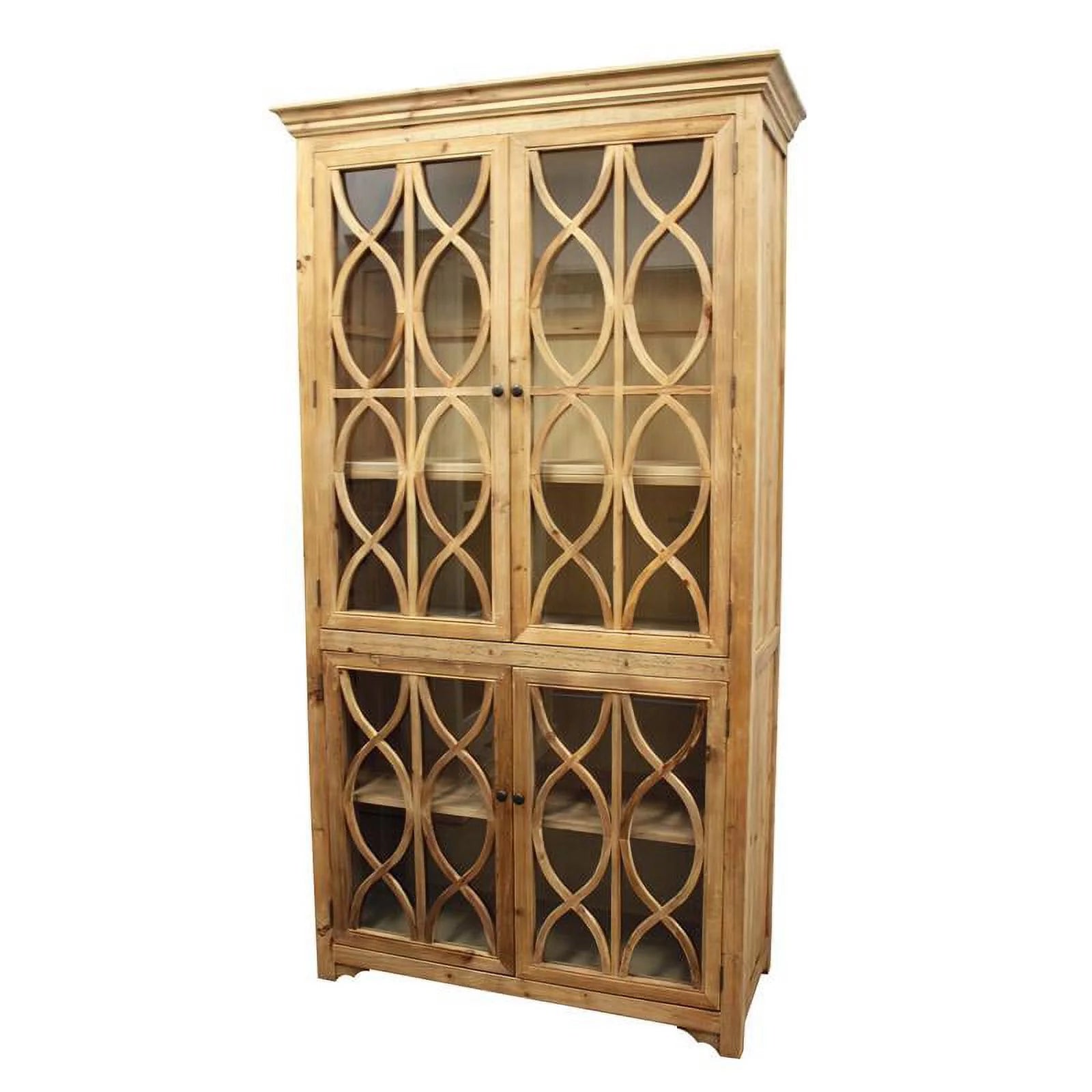 Manhattan Beach Ikki 4 Glass Door Solid Wood Cabinet Natural B550855