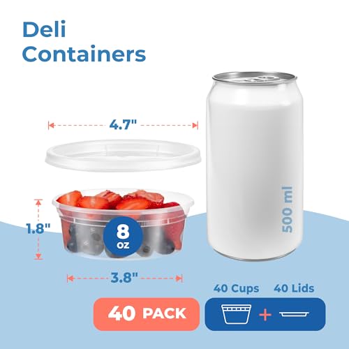 Fit Meal Prep 32 oz Deli Containers with Lids, Airtight Leakproof Round Food Storage, 24 Pack Q782