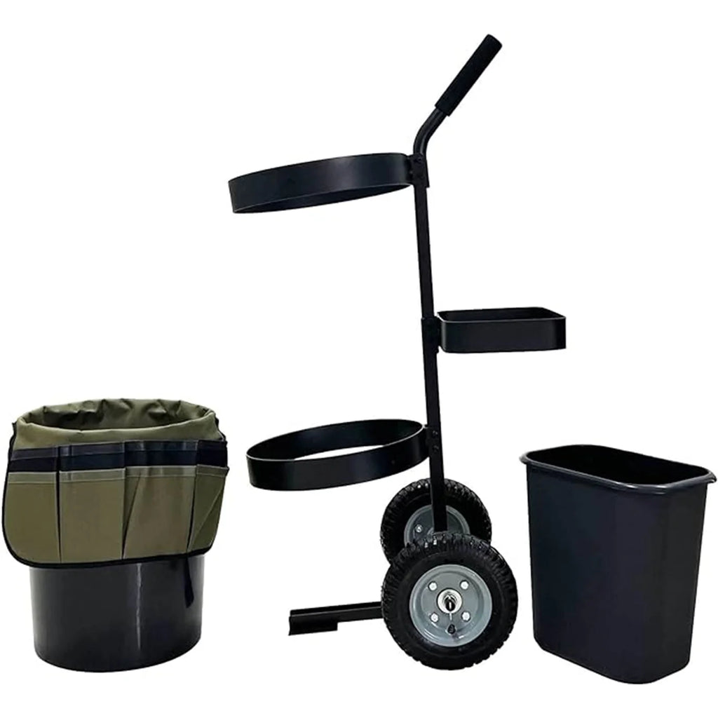 Heavy Duty Garden Cart Rolling Lawn Trolley with 5 Gallon Bucket Bag S50037