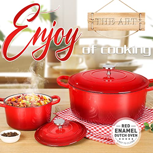 6QT Enamel Cast Iron Dutch Oven with Lid, Blue S9989