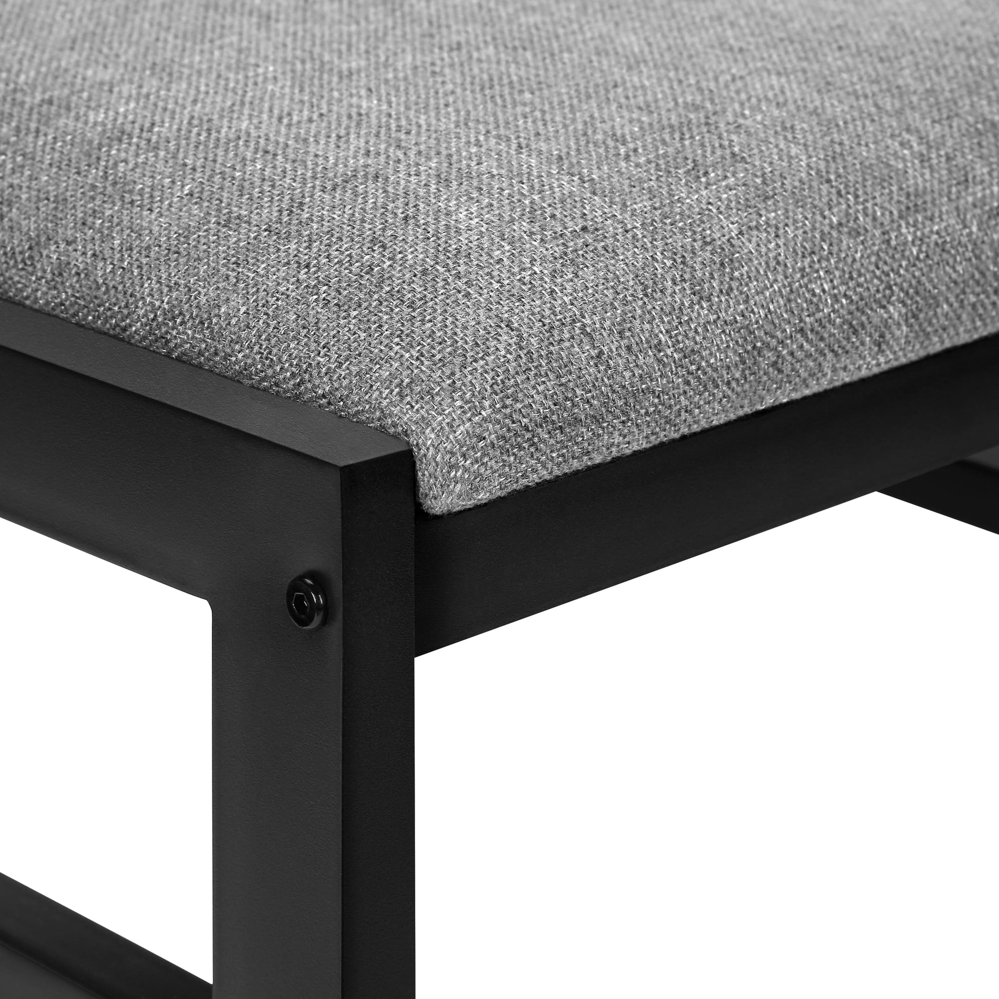 Gray Dining Table Set 3pcs Small Drop Leaf Black Metal O7490