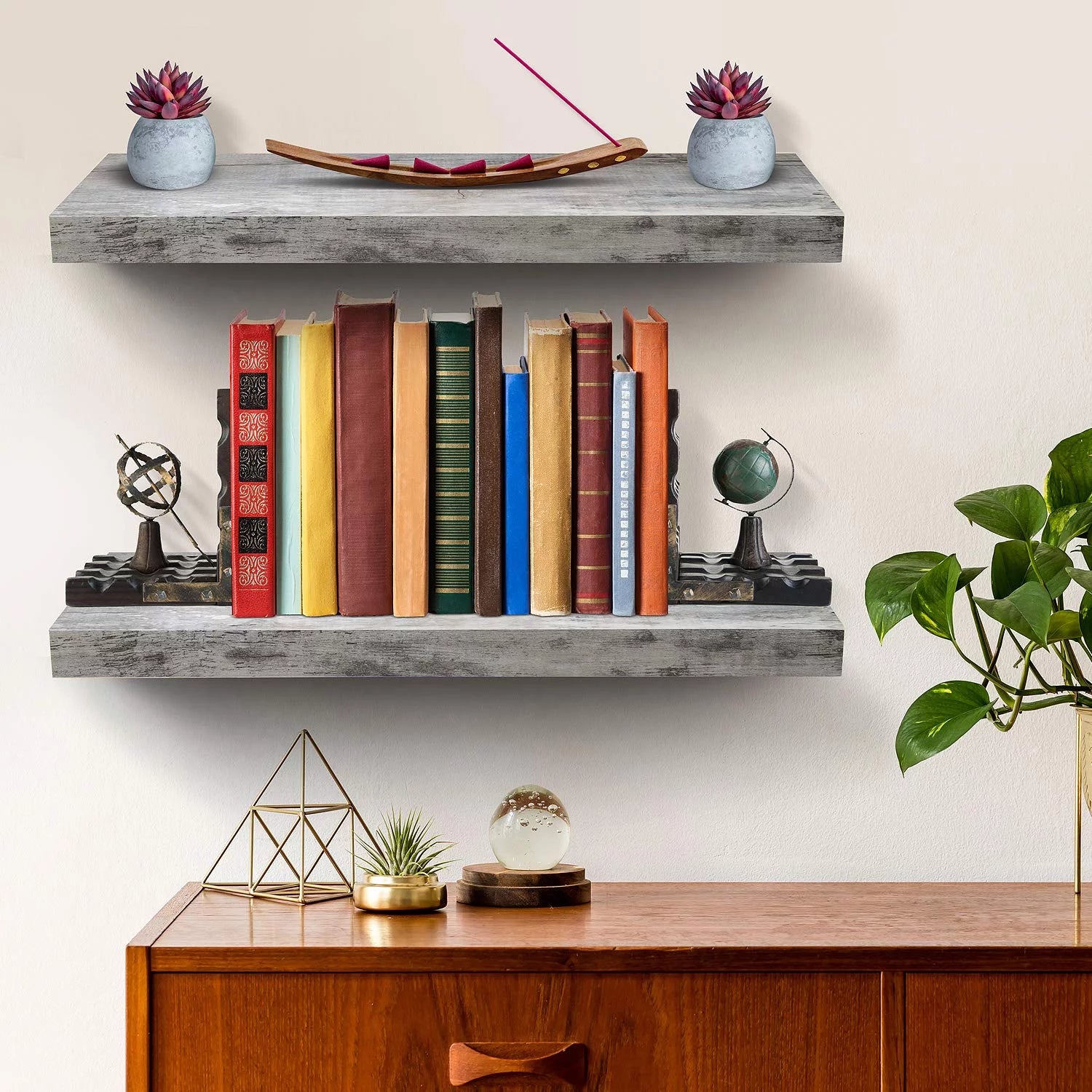 Floating Wall Shelf Gray Wood H573471