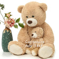 MorisMos Giant 4 Feet Teddy Bear Stuffed Animal 51inch, Big Mommy with Baby Bear Plush, Large Teddy Bears for Kids Girlfriend on Baby Shower, Brown
