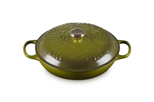 Le Creuset Olive Branch Collection Enameled Cast Iron Signature Braiser, 3.5 qt., Artichaut with Embossed Lid