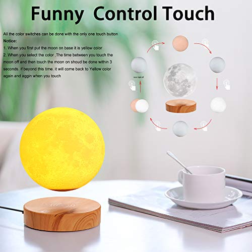 VGAzer Levitating Moon Lamp, Floating and Spinning LED Light, 3 Colors, Room Decor Q829