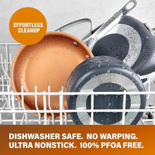 Gotham Steel 15 Pc Ceramic Non Stick Pots and Pans Set, Dishwasher Safe L875