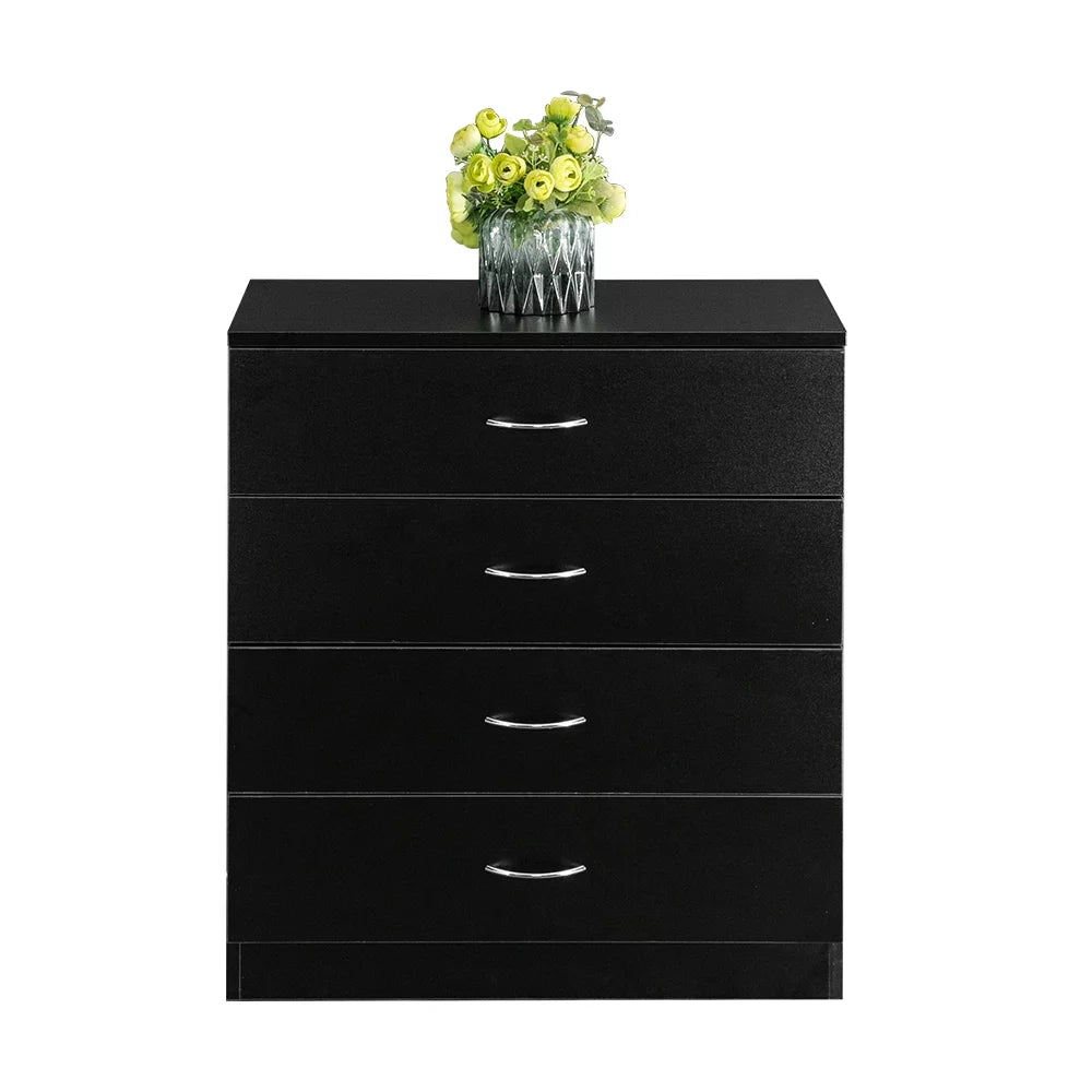 MDF Wood 4-Drawer Dresser Black V749