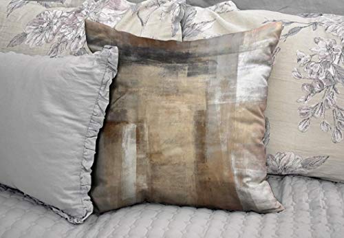 Brown and Grey Decorative Throw Pillow Covers for Couch, Set of 2, 12x20 Inches Q543