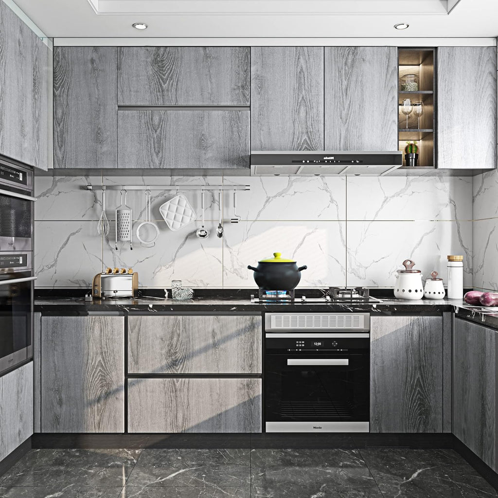 FunStick 24"x200" Grey Wood Contact Paper for Cabinets Countertops J345714