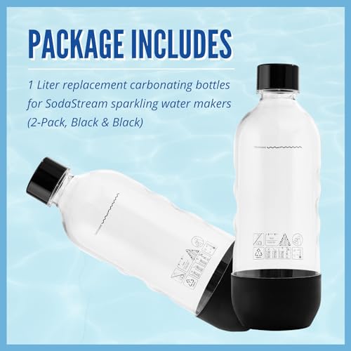 Replacement Bottle for SodaStream 1L (2-Pack, Black) Y543