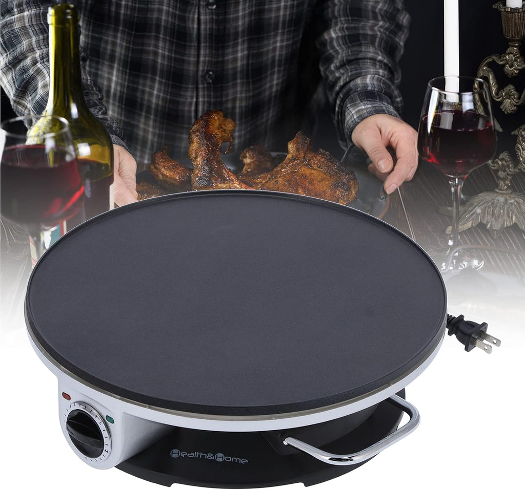 FLEXMAN 1000W Electric Crepe Maker, 13in Non Stick Pan with 3 Temperature Settings G8698