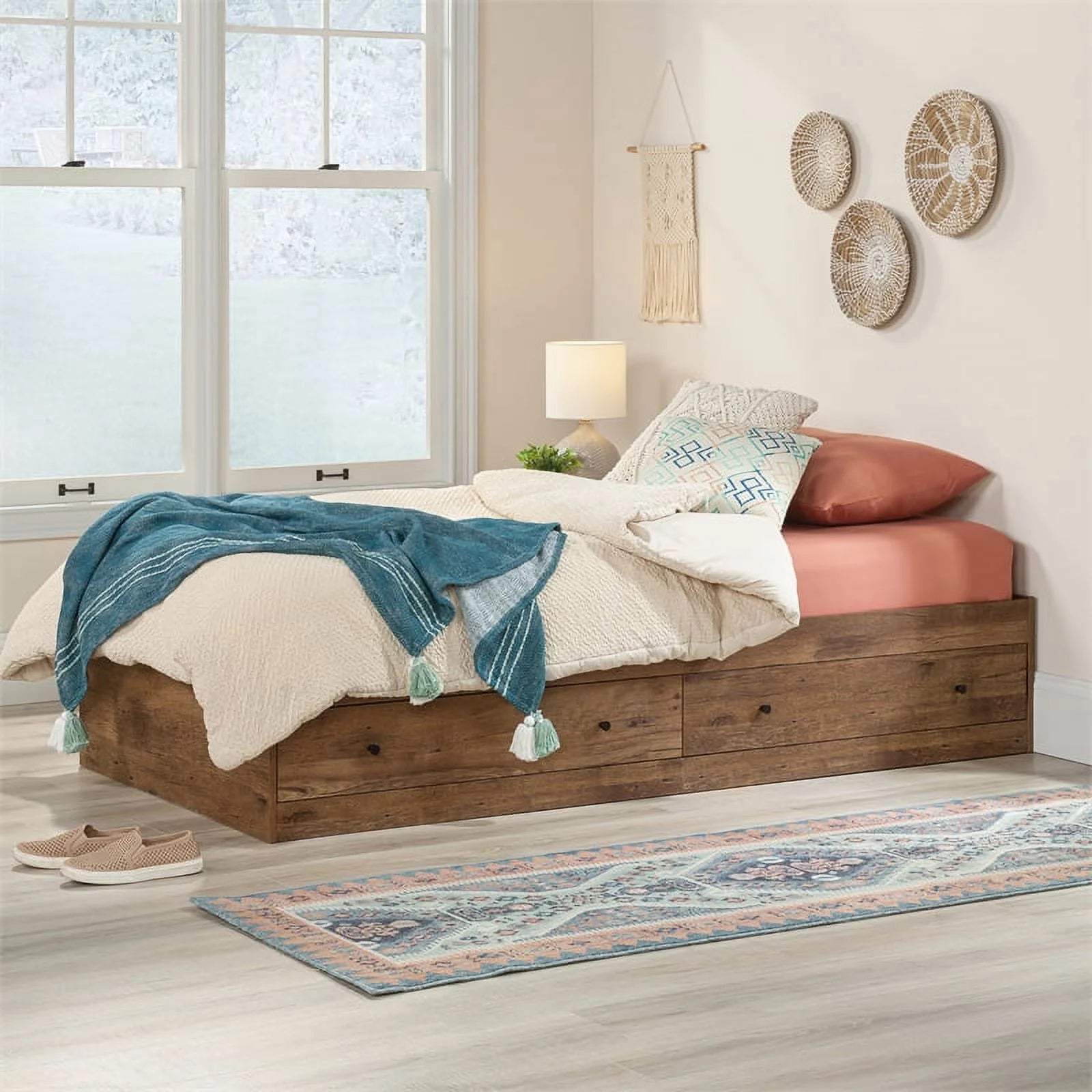 Pemberly Row Mates Bed in Vintage Oak Finish D2605