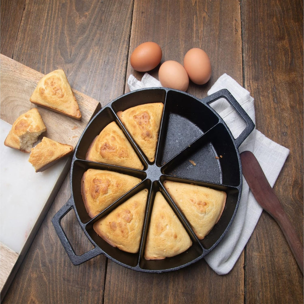 Bayou Classic 10-in Cast Iron Wedge Cornbread Skillet with Side Loop Handles R148948