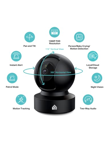Kasa Indoor Pan/Tilt Smart Security Camera, 1080p HD, Night Vision, Motion Detection, Works with Alexa & Google Home J9921
