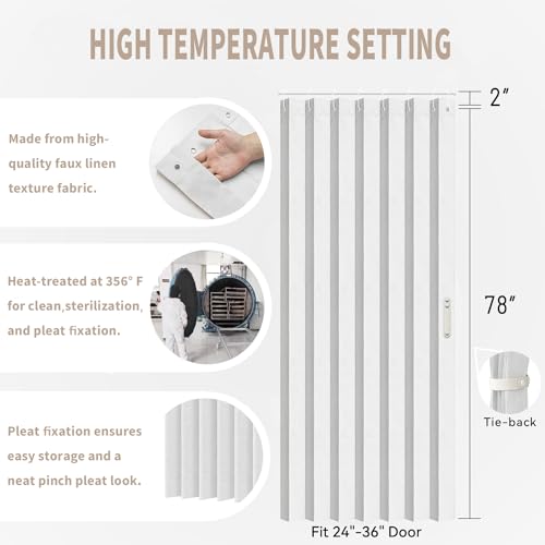 Accordion Style Door Curtain for Doorways, 1 Panel with Tieback, Beige, 52x78 C598