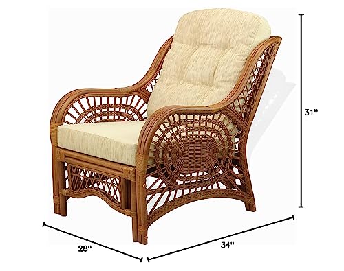 Malibu Lounge Accent Armchair Natural Rattan Wicker with Cushion X496406