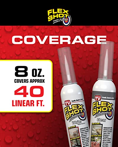 Flex Shot Rubber Adhesive Sealant Caulk, 8 oz, White C181