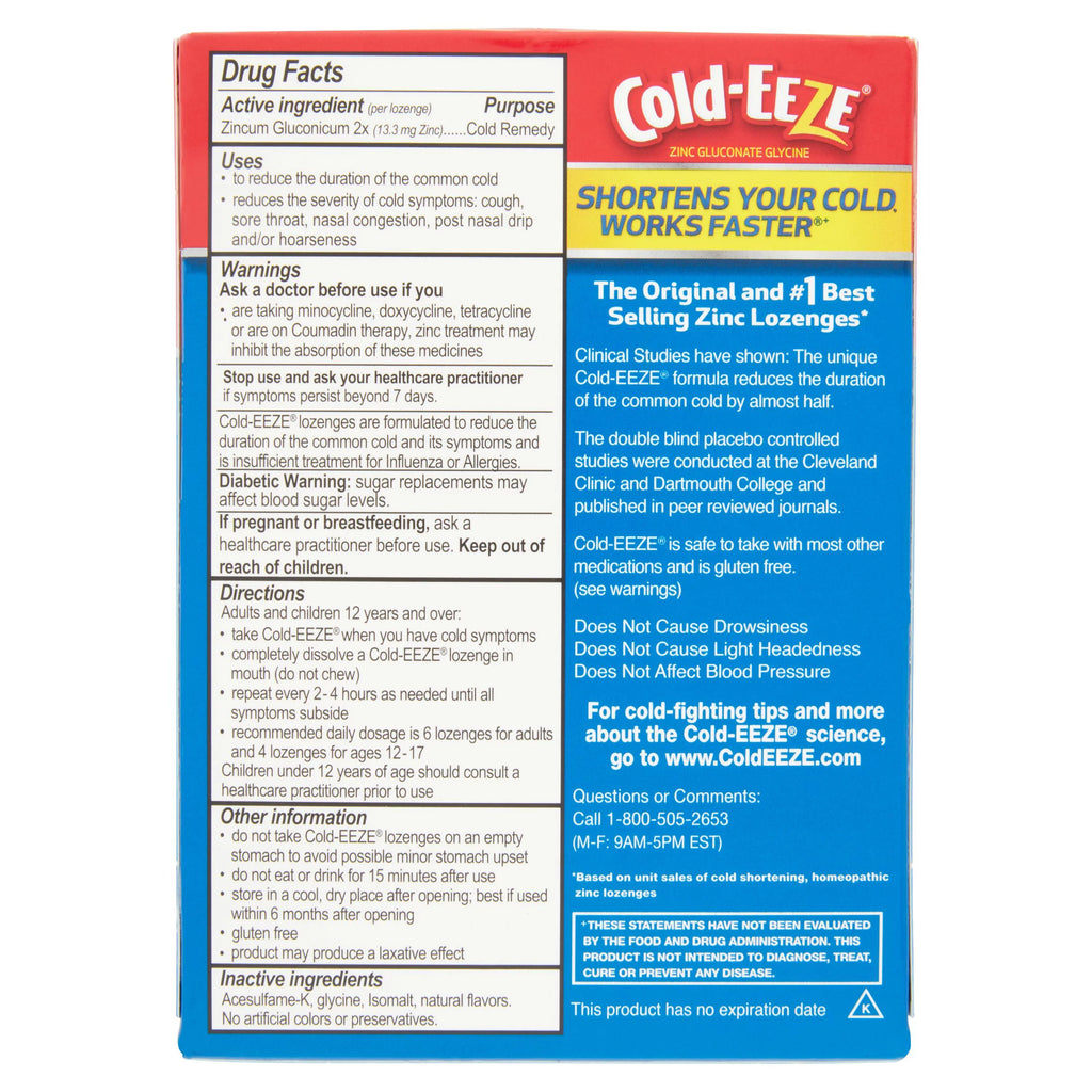 Cold-EEZE Natural Sugar-Free Wild Cherry Lozenges, 18 Ct Z586
