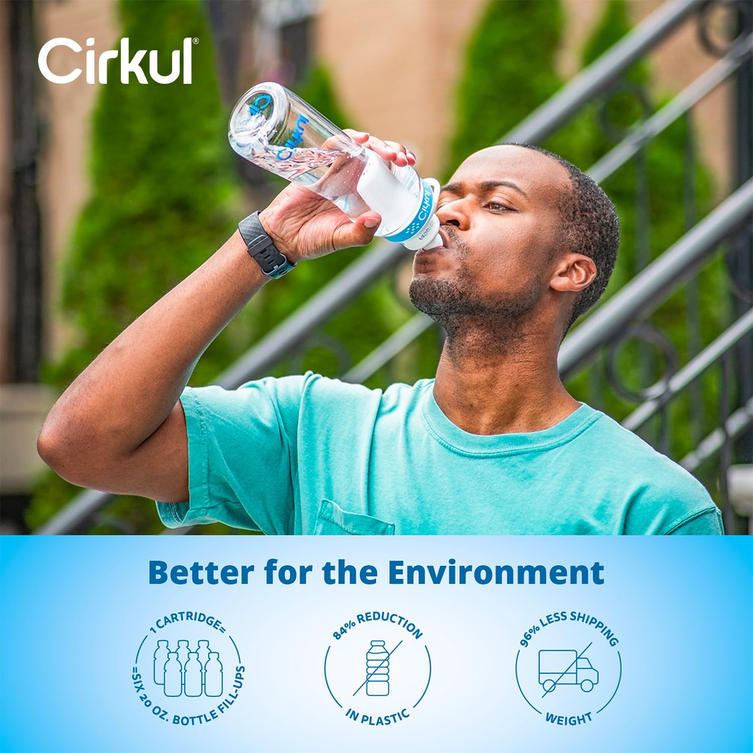 Cirkul Water Bottle + 2 Flavor Cartridge Starter Kit, 22 oz, BPA-Free Plastic E16003