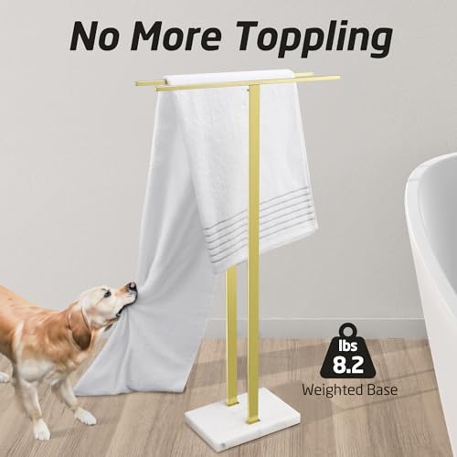 KES Standing Towel Rack for Bathroom with Marble Base, 2-Tier, SUS304 Stainless Steel C77812