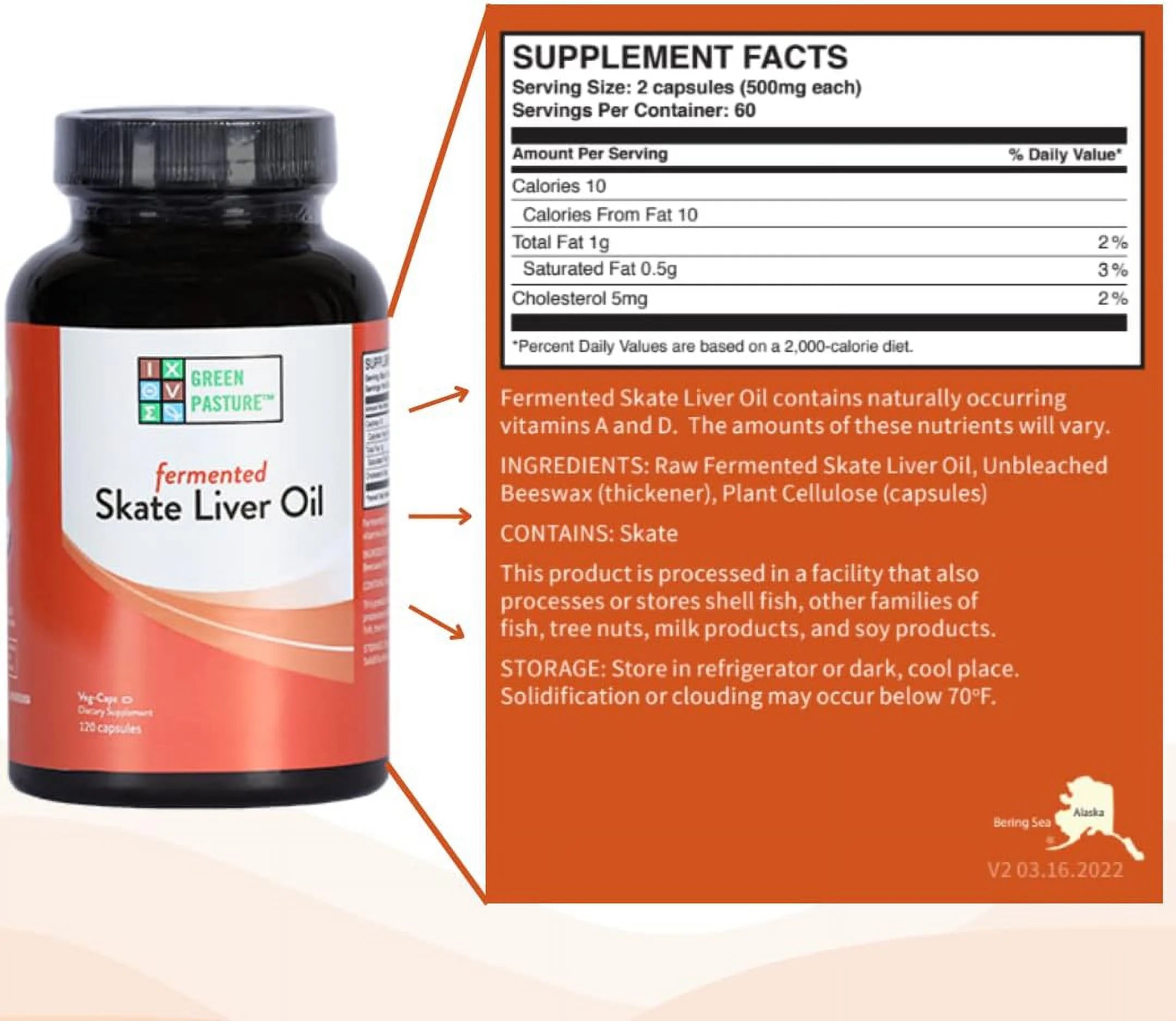 Fermented Skate Liver Oil 120 Capsules F415066