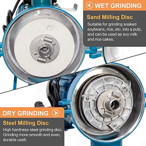 3000W Electric Grain Grinder Corn Mill Commercial Wet Dry Cereals Machine with Funnel H4122