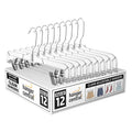 Hanger Central 12 Pack 14" Clear Skirt Hangers with Adjustable Clips, Non-Slip Plastic Pant Hangers, Slim Clip for Pants, Skirts, Shorts, 360-Rotating Swivel Hook…