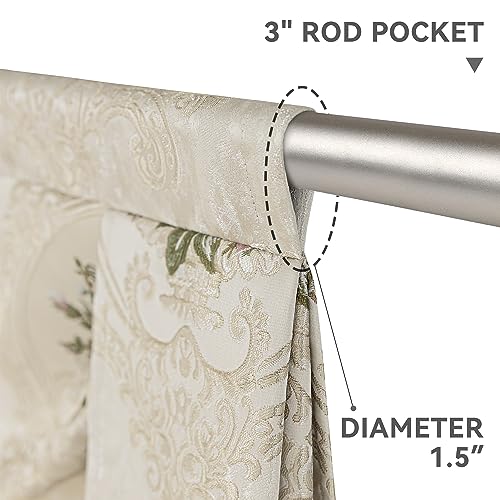 Loom and Mill Luxury Jacquard Waterfall Valance, Floral Damask with Tassels, Pearly Beige, 79 Inch, 1 Panel K1125