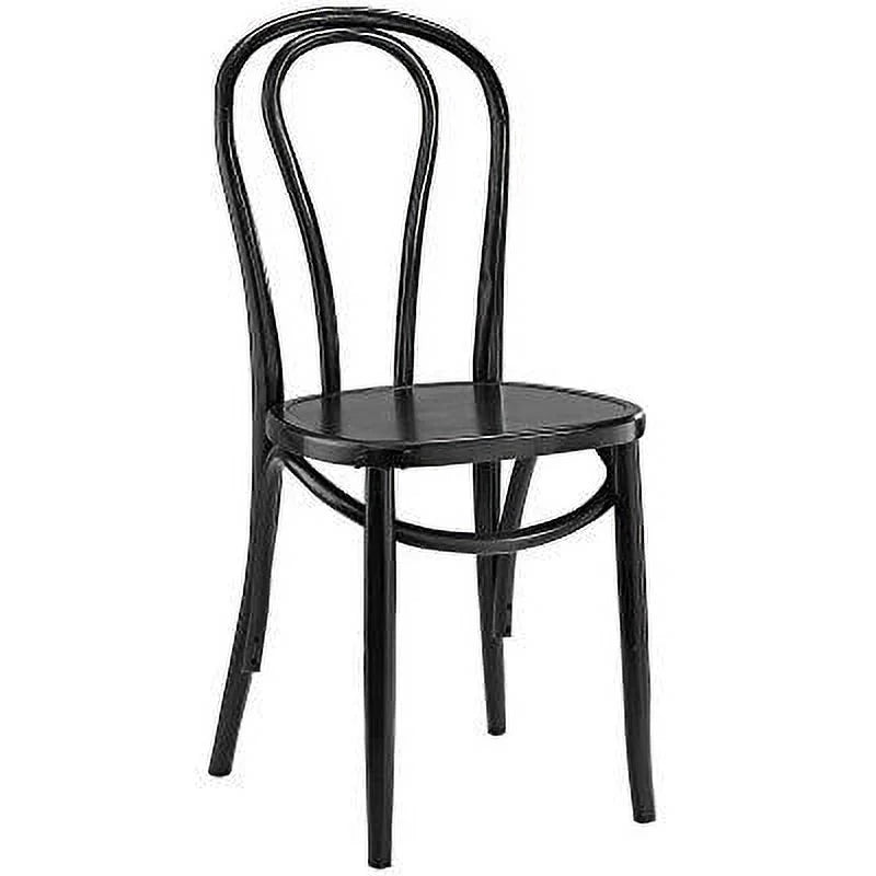 Modern Urban Contemporary Dining Side Chair, Black Wood