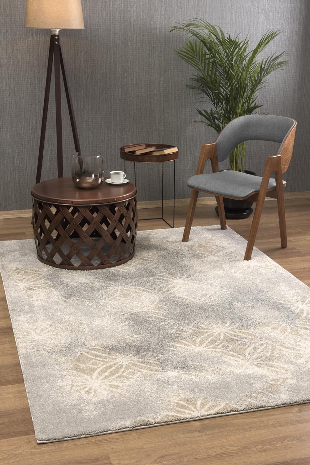 New Zealand Plush Scandinavian Grey Brown Indoor Area Rug 4' x 6' A2990