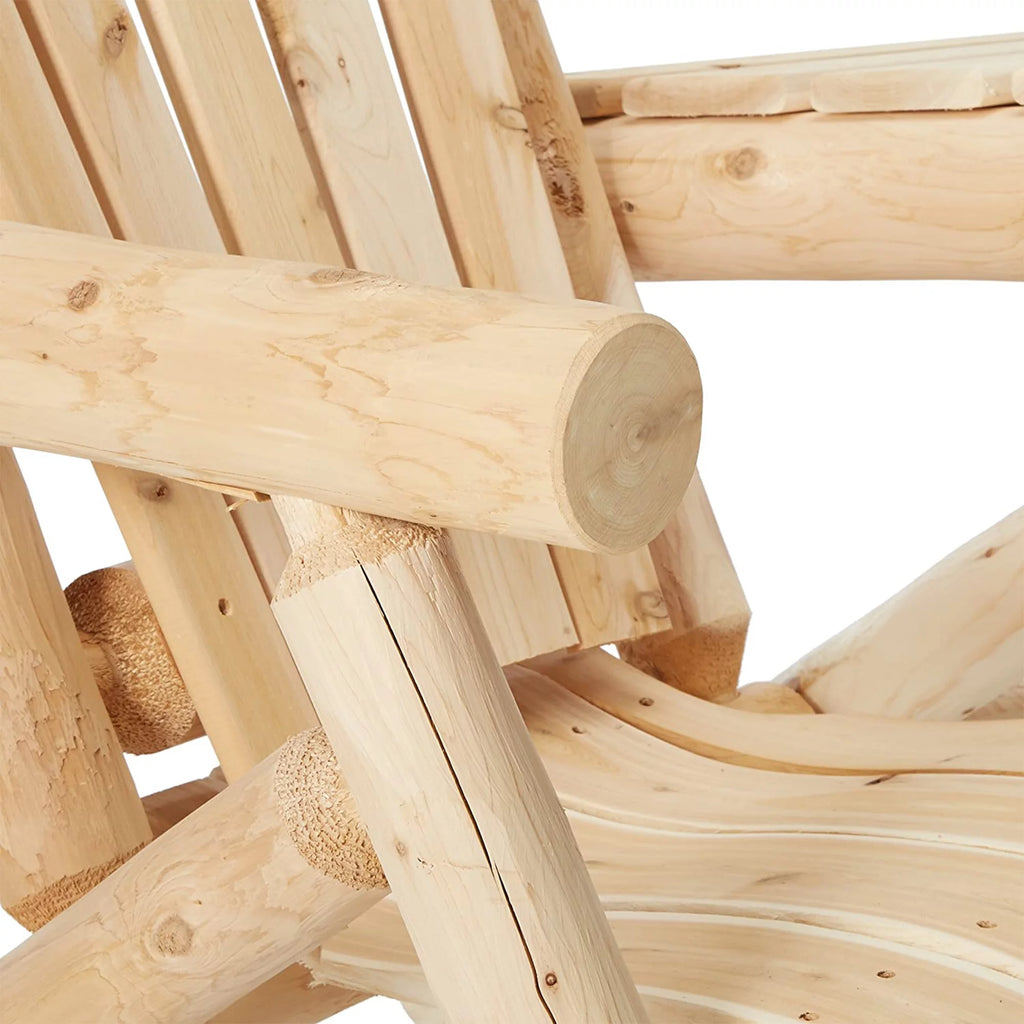 Lakeland Mills Rustic Patio White Cedar Log Tete Chairs, Natural B170